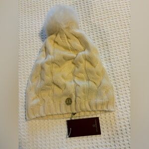 Bruno Magli cashmere beanie with genuine shearling pom pom
